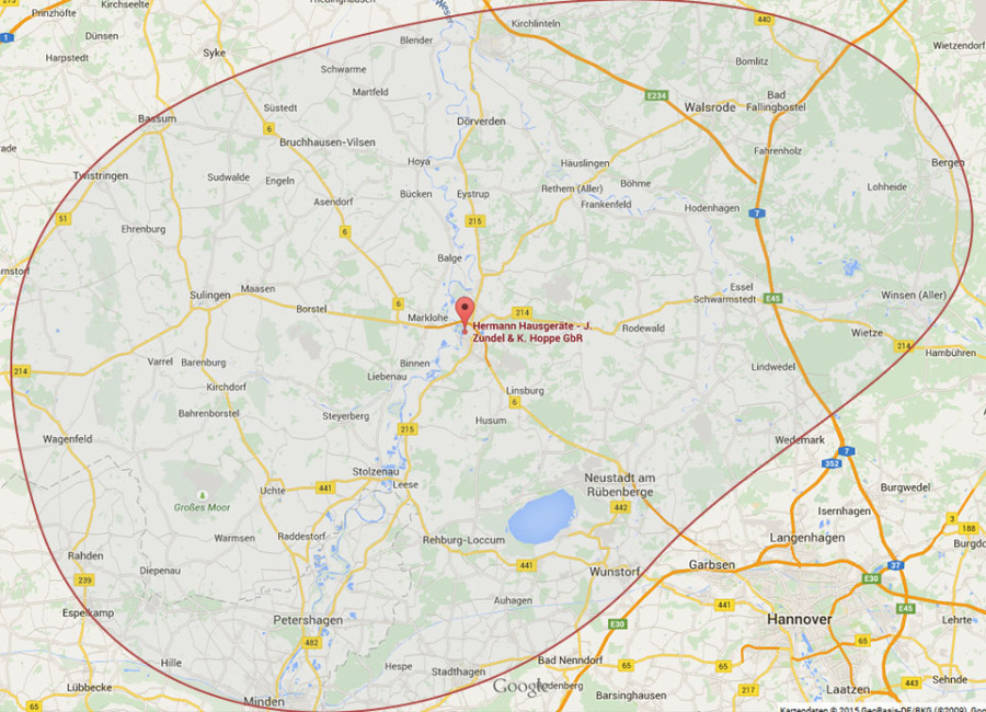 Einsatzgebiet der Firma Hermann Hausgeräte aus Nienburg